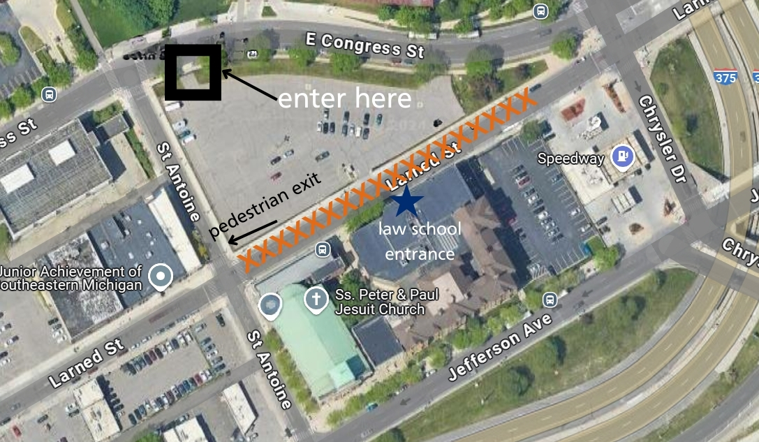 temporary parking map for larnard closure jan-march 2025