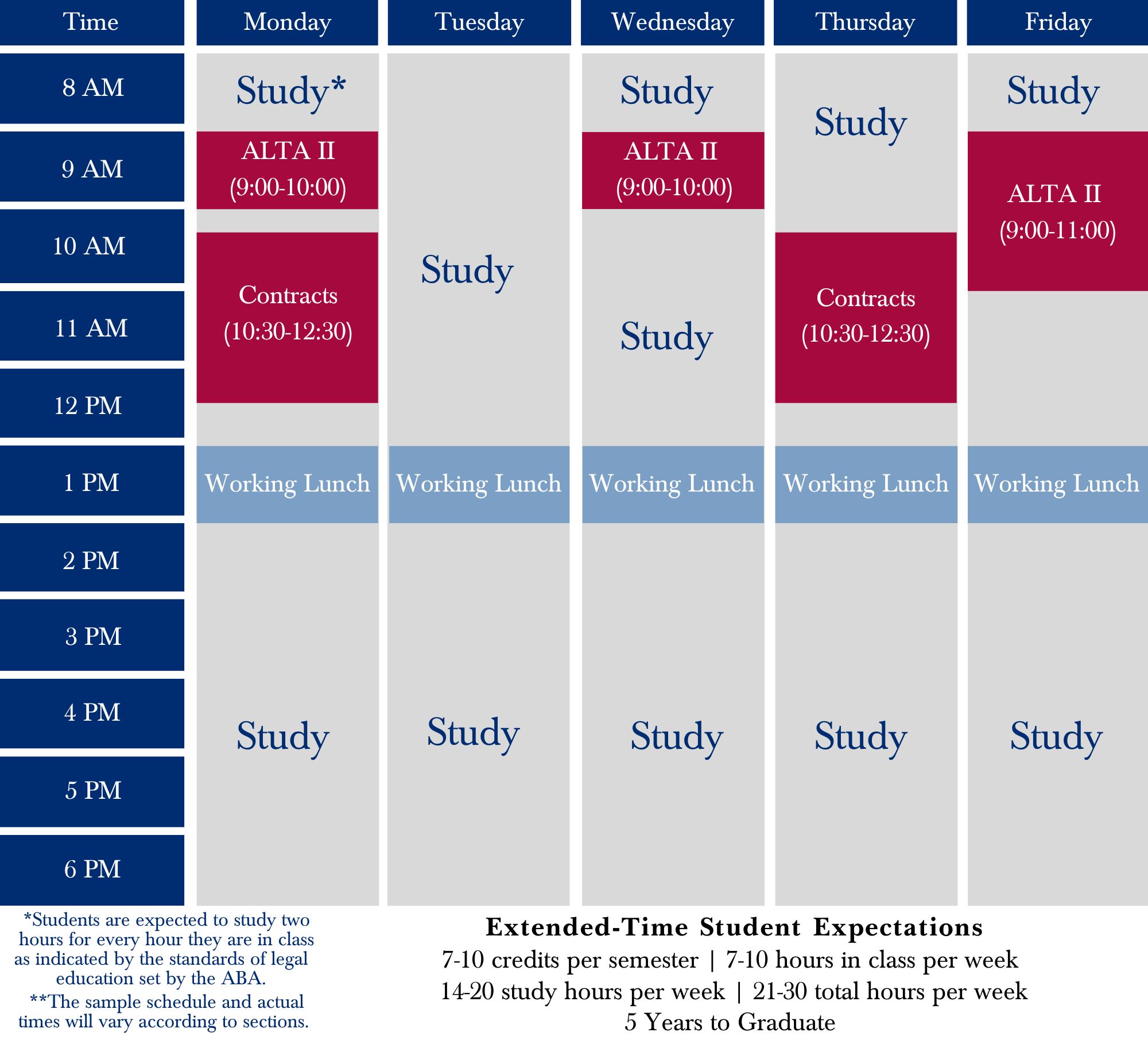 Extended Winter Sample Schedule Chart