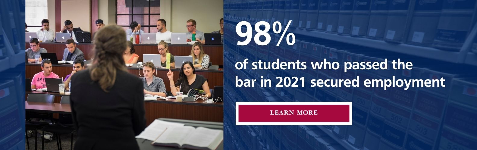 98% of students who pass the bar in 2021 secured employment
