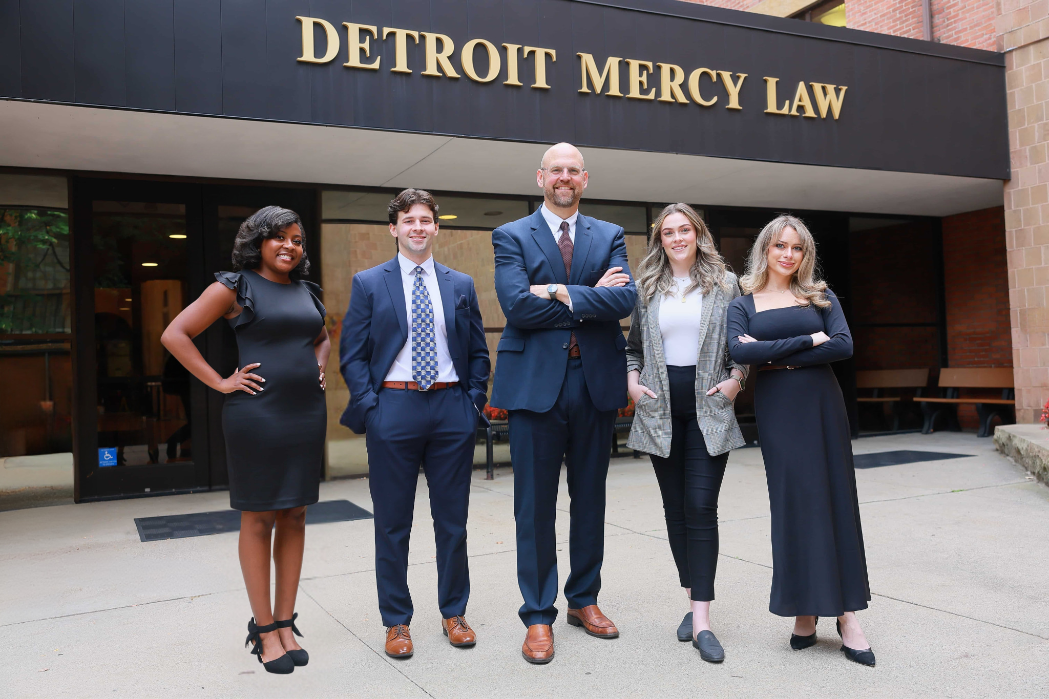 nick with students outside of law school